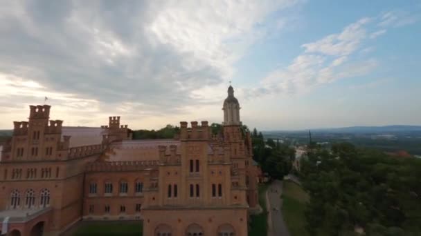 Vista Aérea Universidad Chernivtsi Volando Por Encima Sitio Patrimonio Mundial — Vídeos de Stock