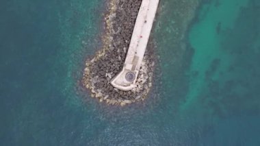 Muhteşem deniz feneri Yunanistan 'la Chania' nın havadan görünüşü. Güzel Eski şehir, Yunanistan ve en güzel manzaralı yerler - eski Chania kentinin manzaralı manzarası. Girit Adası, Panoramik, Seyahat Kavramları