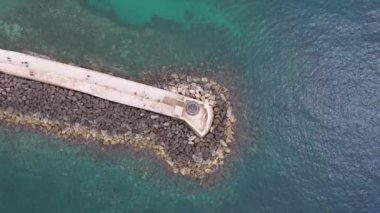 Muhteşem deniz feneri Yunanistan 'la Chania' nın havadan görünüşü. Güzel Eski şehir, Yunanistan ve en güzel manzaralı yerler - eski Chania kentinin manzaralı manzarası. Girit Adası, Panoramik, Seyahat Kavramları