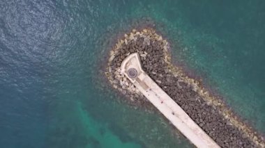 Muhteşem deniz feneri Yunanistan 'la Chania' nın havadan görünüşü. Güzel Eski şehir, Yunanistan ve en güzel manzaralı yerler - eski Chania kentinin manzaralı manzarası. Girit Adası, Panoramik, Seyahat Kavramları