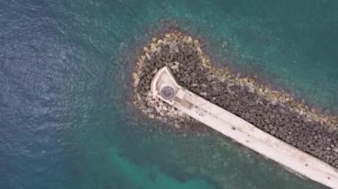 Muhteşem deniz feneri Yunanistan 'la Chania' nın havadan görünüşü. Güzel Eski şehir, Yunanistan ve en güzel manzaralı yerler - eski Chania kentinin manzaralı manzarası. Girit Adası, Panoramik, Seyahat Kavramları