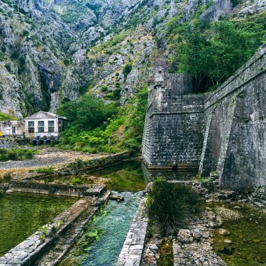 Views overlooking the city streets and waterfront of Kotor Montenegro in a european summer. High quality photo