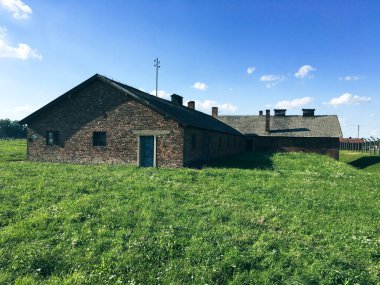 Buildings and fencing at Auschwitz Birkenau Krakow Poland. High quality photo