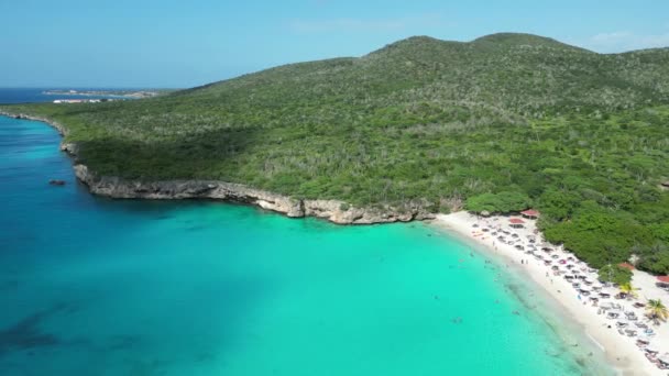 Aerial Drone Footage Grote Knip West Punt Curaca Carribean Beach — Video