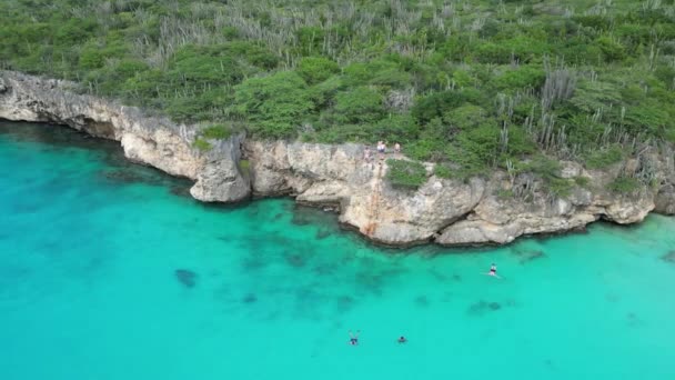 Aerial Drone Footage Playa Porto Marie West Punt Curaca Carribean — ストック動画