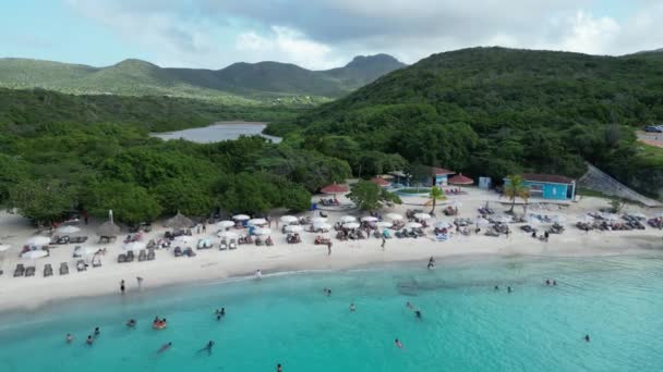 Aerial Drone Footage Playa Porto Marie West Punt Curaca Carribean — Stock video