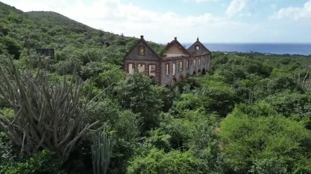 Landuis Newtown Jeremi Curacao Eski Manganez Maden Depolama Binaları Terk — Stok video