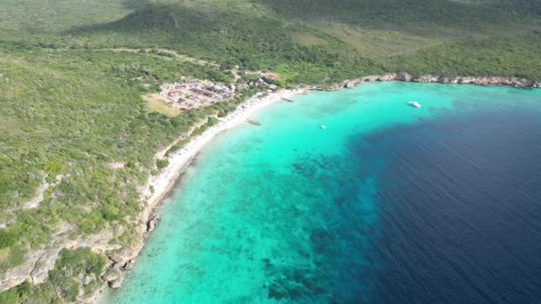 Letecké Záběry Letounu Nad Grote Knip West Punt Curaca Karibská — Stock video