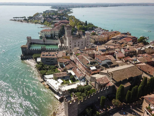 stock image Scallgero Castle Aerial shots Sirmione Lake Garda Italy. High quality photo