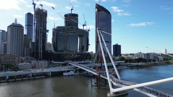 Nisan 2023 Brisbane Cbd Üzerinde Nehre Birçok Köprüye Bakan Hava — Stok video