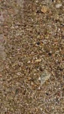 Sahilde deniz dalgası, çakıl taşı plajı, şeffaf deniz suyu.