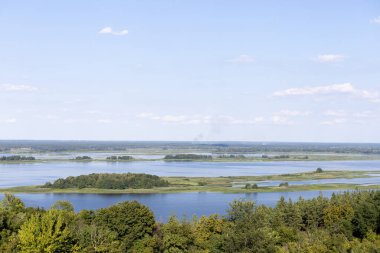 landscape, view of water with islands and sky clipart