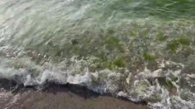 Sahilde köpük deniz dalgaları