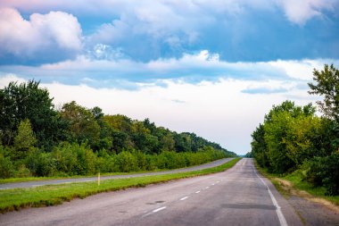 Resmedilmeye değer asfalt bir yol yemyeşil ağaçların arasından süzülür ve gezginleri sakin bir doğal manzaraya davet eder. Macera, seyahat ya da doğa keşfi temaları için mükemmel..