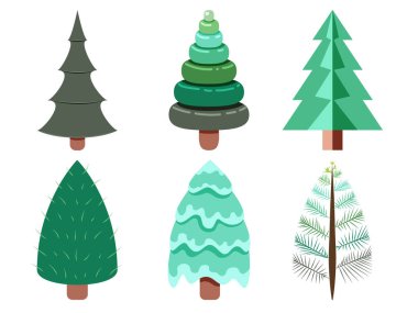 Festival süsleme vektör illüstrasyonu için Noel ağacının 1 'inde 6 biçim
