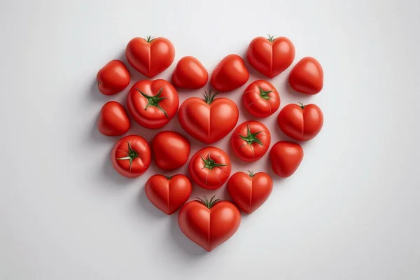 tomatoes in the form of a heart on a white background. created using artificial intelligence