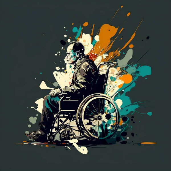 Anciano Con Discapacidad Silla Ruedas — Foto de Stock