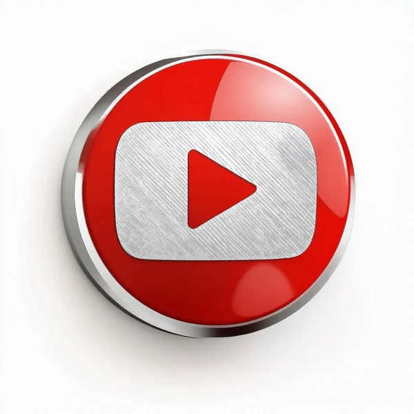Круглая Кнопка Youtube Белом Фоне — стоковое фото
