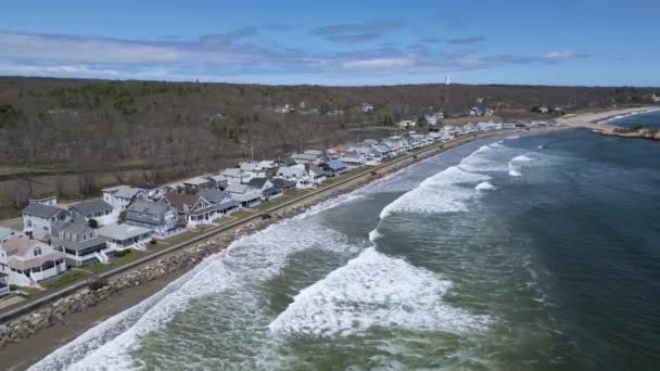 Pemandangan Udara Rumah Rumah Pantai Atas Air — Stok Video