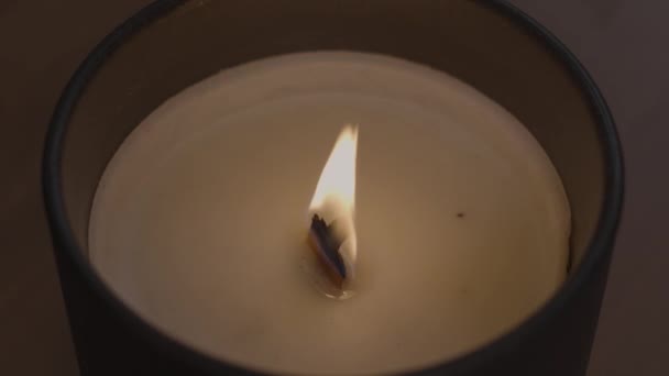 Lit Candle Flame Flickering Center Shot — Stock Video