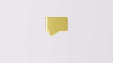 Beyaz arka planda 3D Minimal Golden chat 2023. Sosyal medya mesajları kavramı. 3D resimleme En az boş sohbet kutusu işareti. Pastel üzerinde metin simgesi için sohbet edin. Mutlu yıllar 2023