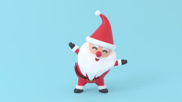 Šťastný Roztomilý Santa Claus Úsměv Červeném Oblečení Realistické Charakter Kompatibilní — Stock video