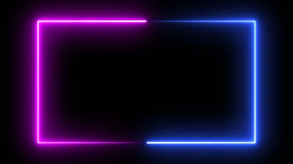 Abstract Neon Line Loop illustration rectanble purple and blue frame. frame for your text  sci-fi. simple light neon wall dark scene illustration