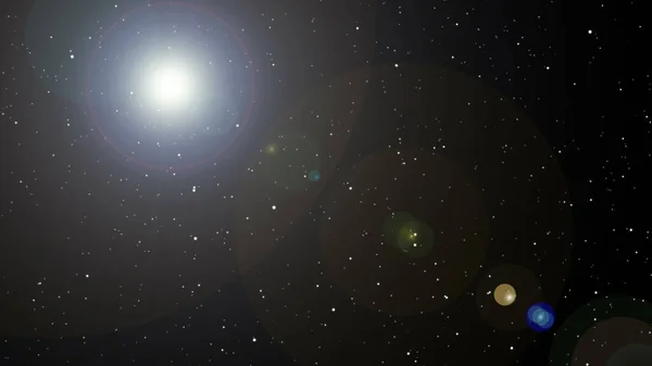 Güzel Işık Yıldızı Siyah Gökyüzü Arka Planında Işık Saçan Parlak — Stok fotoğraf