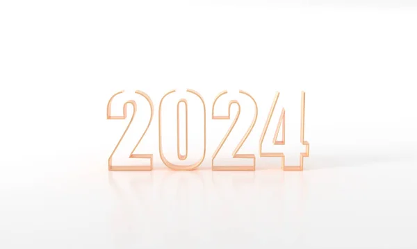 2024 Felice Anno Nuovo Istruzione Concetto Minimo Librerie Legno Decorazione — Foto Stock