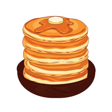 Beyaz arkaplanda izole edilmiş bir plaka vektör illüstrasyonundaki altın kahverengi krepler