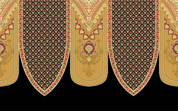 디자인의 페이즐리 전통적 기하학적 Geometric Ornament Ethnic 테두리 디자인 수채화 — 스톡 사진
