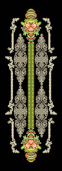 Belle Frontière Ethnique Fleurs Motifs Numériques Textiles — Photo