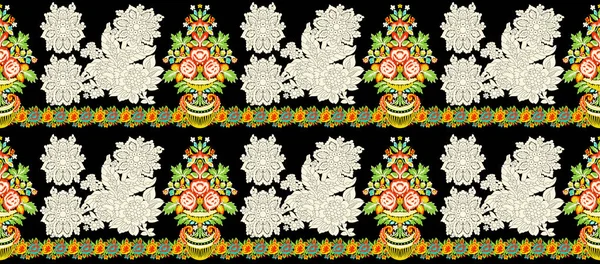 abstract solid flower arrangement, all over design with a solid background for textile printing factory. flower with an Object pattern on black.