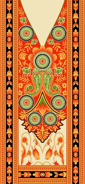 Güzel Etnik Sınır Çiçekler Tekstil Dijital Motifler Paisley Tasarım Sanat — Stok fotoğraf