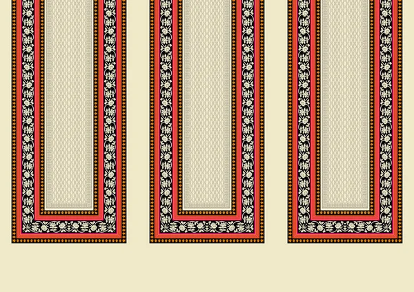Güzel Zarif Sınır Tasarımı Motifler Paisleys Klasik Tasarım Tekstil Baskıları — Stok fotoğraf