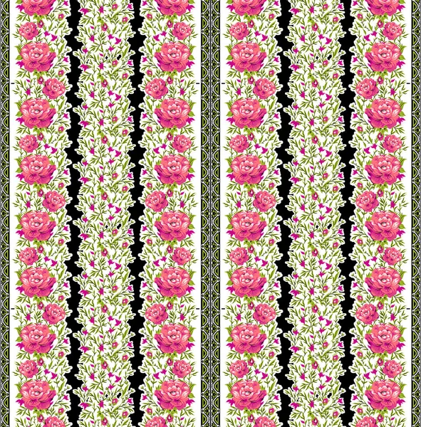 Nahtlose Kubanische Floral Border Pattern Floral Nahtlose Vintage Muster Retro — Stockfoto