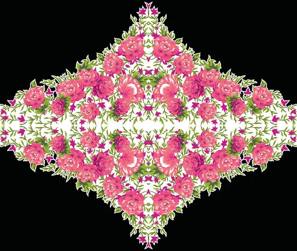 Florales Nahtloses Muster Botanische Tapete Mit Realistischen Pfingstrosen Dunkler Hintergrund — Stockfoto