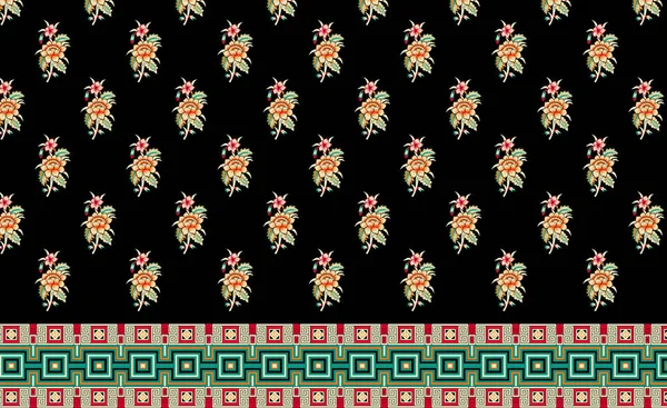 Design Digital Ornamento Borda Motivo Desenha Ilustração Trabalhando Flores Borda — Fotografia de Stock