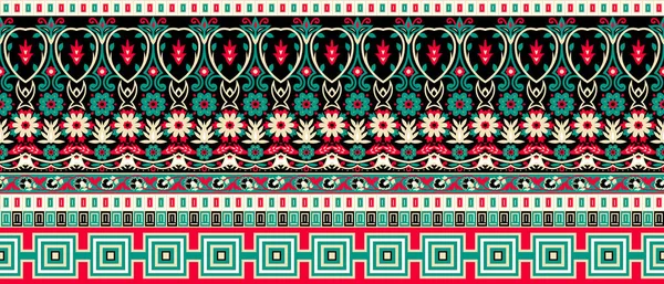 Digital Textile Design Beautiful Bunch Geometric Border Seamless Ethnic Style — Stock Photo, Image