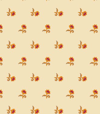 Beautiful vintage seamless floral pattern background. Bouquets of leafs and violets. Small tulips motif pattern illuminating yellow royal blue background. Ultimate light gray simple geometric exquisite fine allover textile print. 