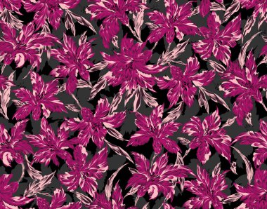 Çiçeksiz kumaş, duvar kağıdı, arka plan deseni. Büyük çiçekler ve şakayık yaprakları..