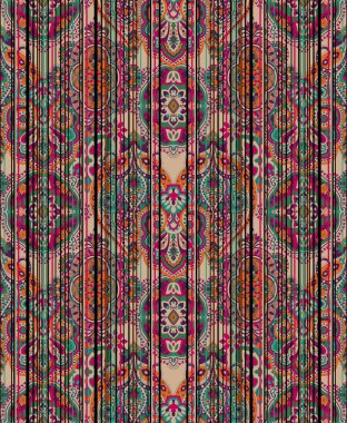 mughal motif ornament pattern multi color background. Colorful Paisley wallpaper. Vector Indonesian batik. Bright classic indian fabric. Paisley wallpaper. Ethnic background with paisley and stylized flowers. clipart