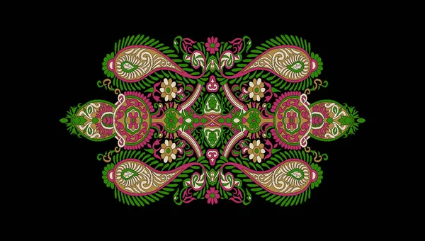 Beautiful Flower Motif Border Element Traditional Geometric Ethnic Style Motif — Stock fotografie