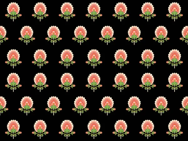 Sömlös Blommönster Med Retro Blommor Tapetsera Med Lilja Blå Bakgrund — Stockfoto