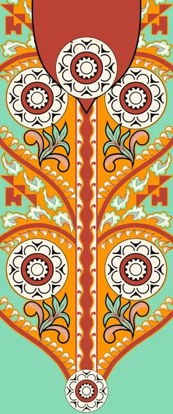 Patrón Línea Cuello Étnico Liso Bordado Con Flores Simplificadas Diseño — Foto de Stock