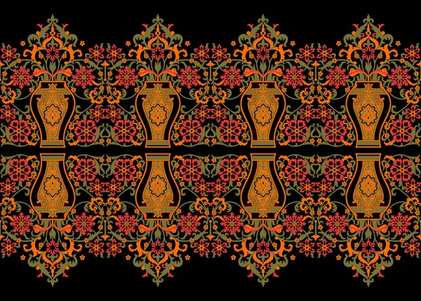 Διακοσμητικά Ράμματα Κέντημα Απρόσκοπτη Paisley Στυλ Mughal Τέχνη Αντίκες Μοτίβο — Φωτογραφία Αρχείου