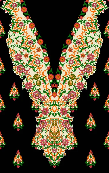 Floral neck embroidery design. illustration.