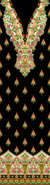 Digital Textile Design Motif Geometrical Border Ethnic Style Decoration Botanical — Foto de Stock