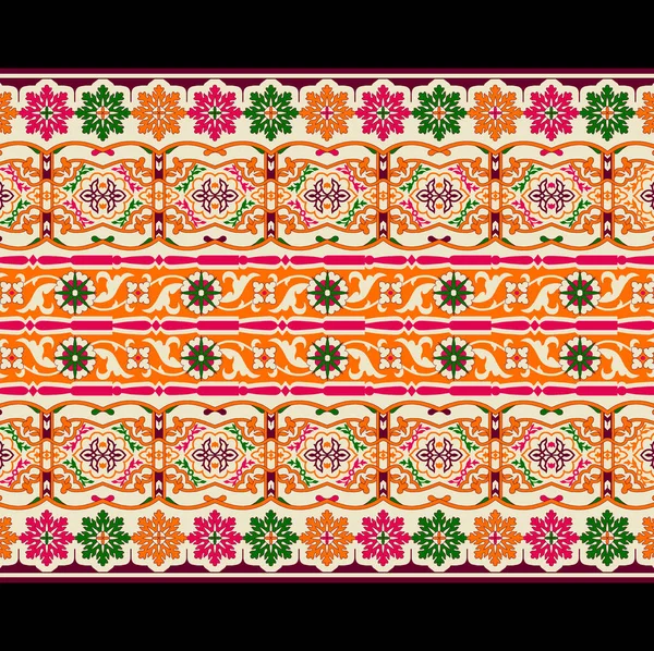 Digital Textile Design Motif Geometrical Border Seamless Ethnic Style Decoration — Stockfoto