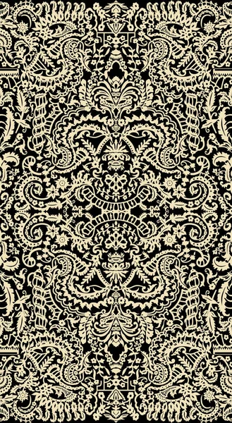 黑色和米黄色的锦缎图案无缝 派斯利元素 传统的土耳其主题 适用于面料 纺织品 包装或任何理想的想法 — 图库照片